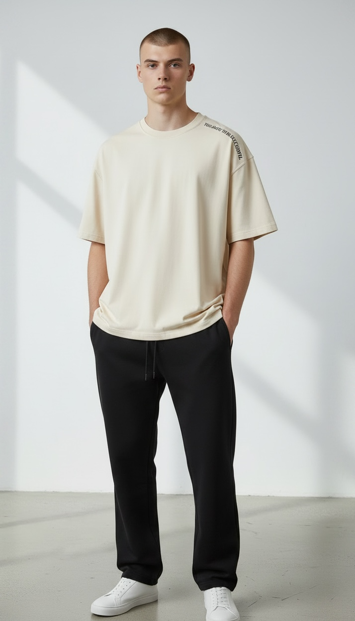 KASRO SHOULDER TYPOGRAPHY T-SHIRT
