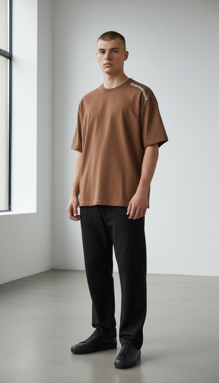 KASRO SHOULDER TYPOGRAPHY T-SHIRT
