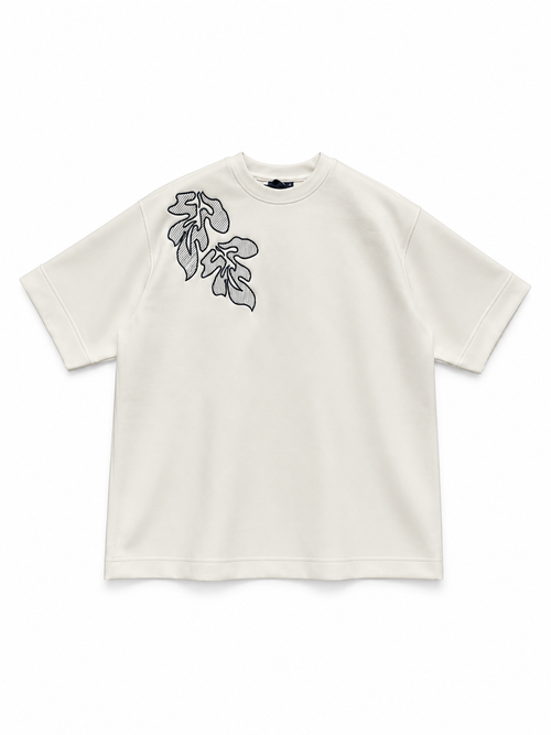 KASRO LEAF EMBROIDERY T-SHIRT DB