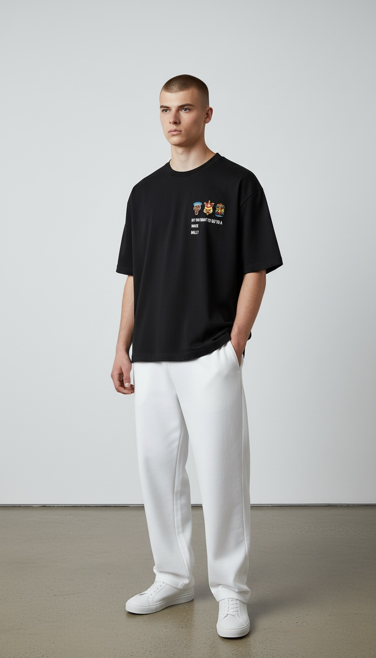 KASRO TRIBAL MSK EMBROIDERY T-SHIRT DB