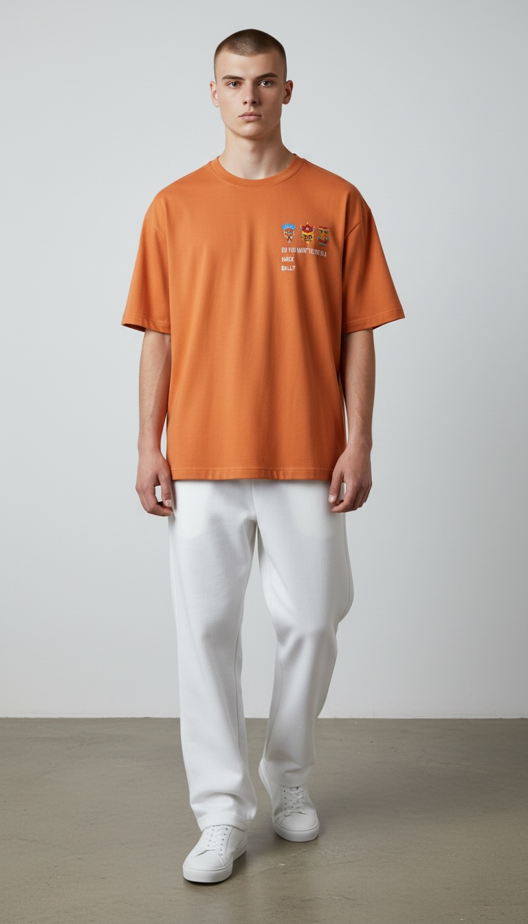 KASRO TRIBAL MSK EMBROIDERY T-SHIRT DB
