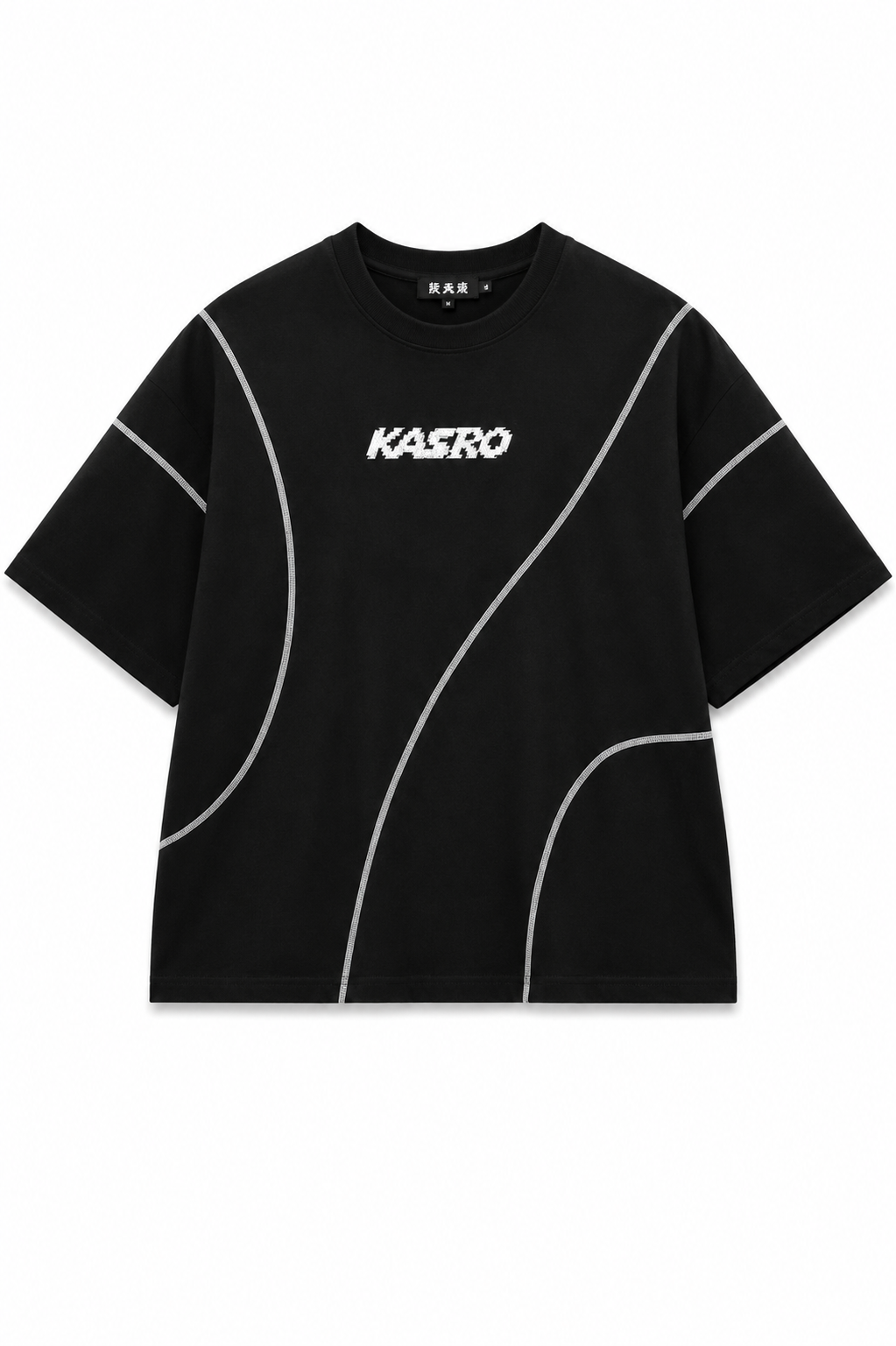 KASRO CONTRAST CURVE STITCH T-SHIRT