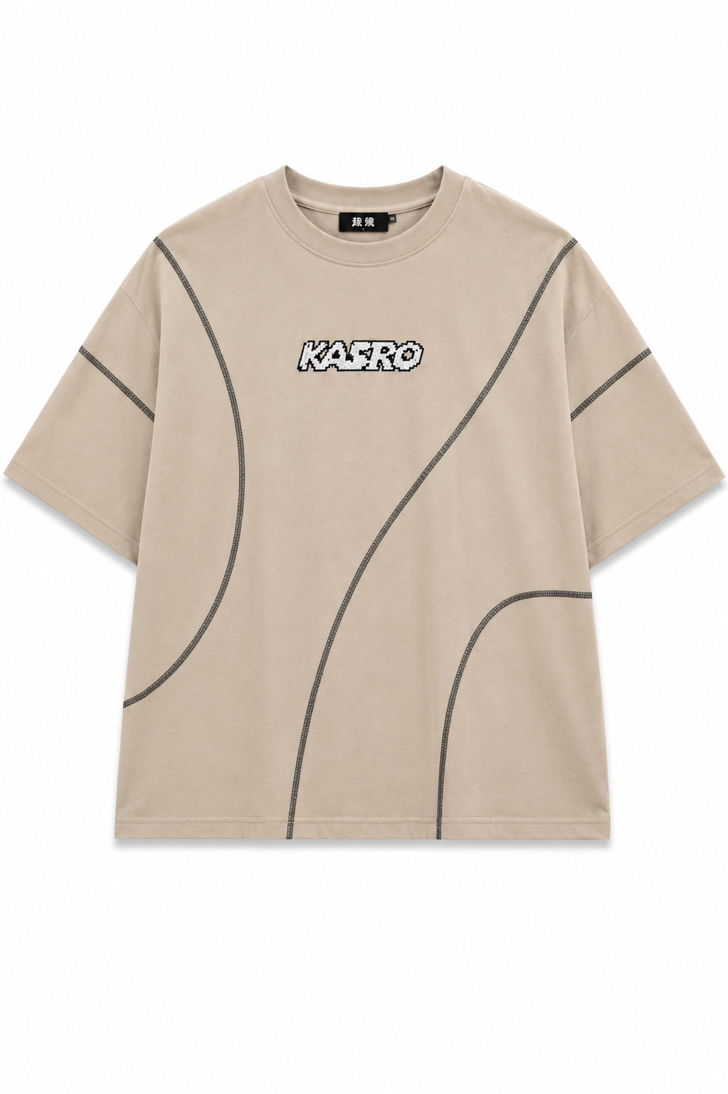 KASRO CONTRAST CURVE STITCH T-SHIRT