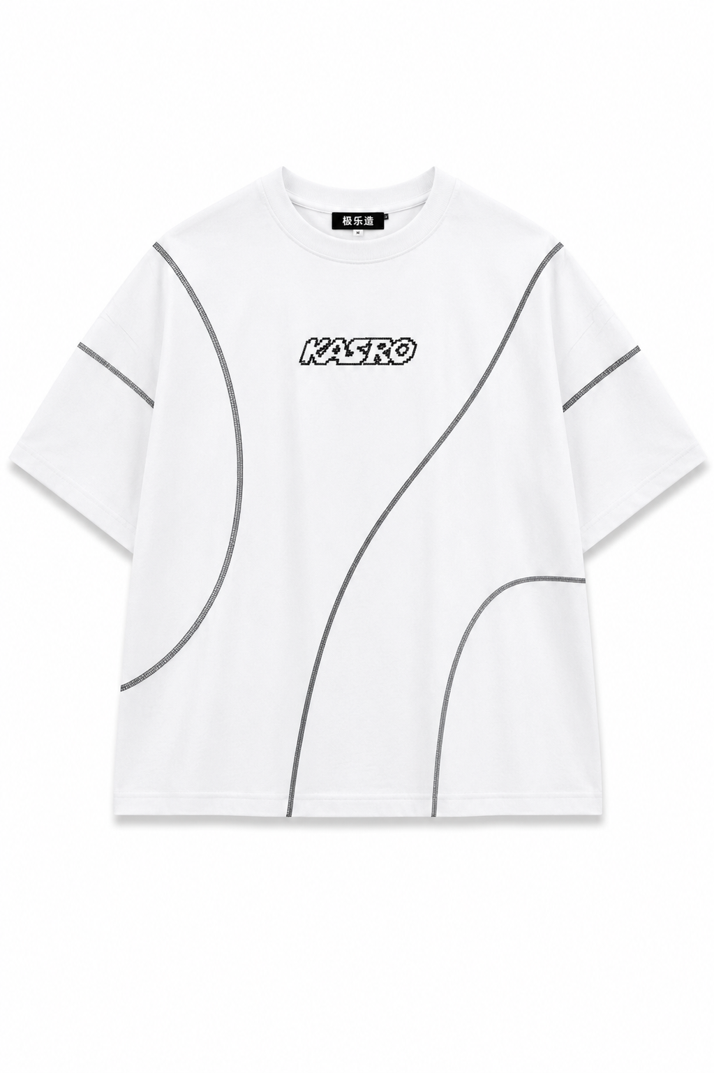KASRO CONTRAST CURVE STITCH T-SHIRT