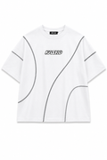 KASRO CONTRAST CURVE STITCH T-SHIRT