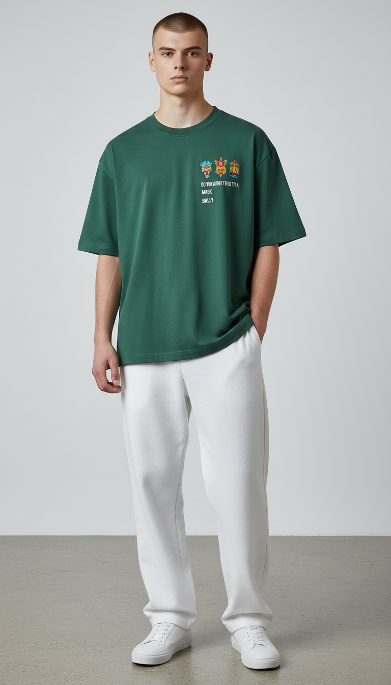 KASRO TRIBAL MSK EMBROIDERY T-SHIRT DB